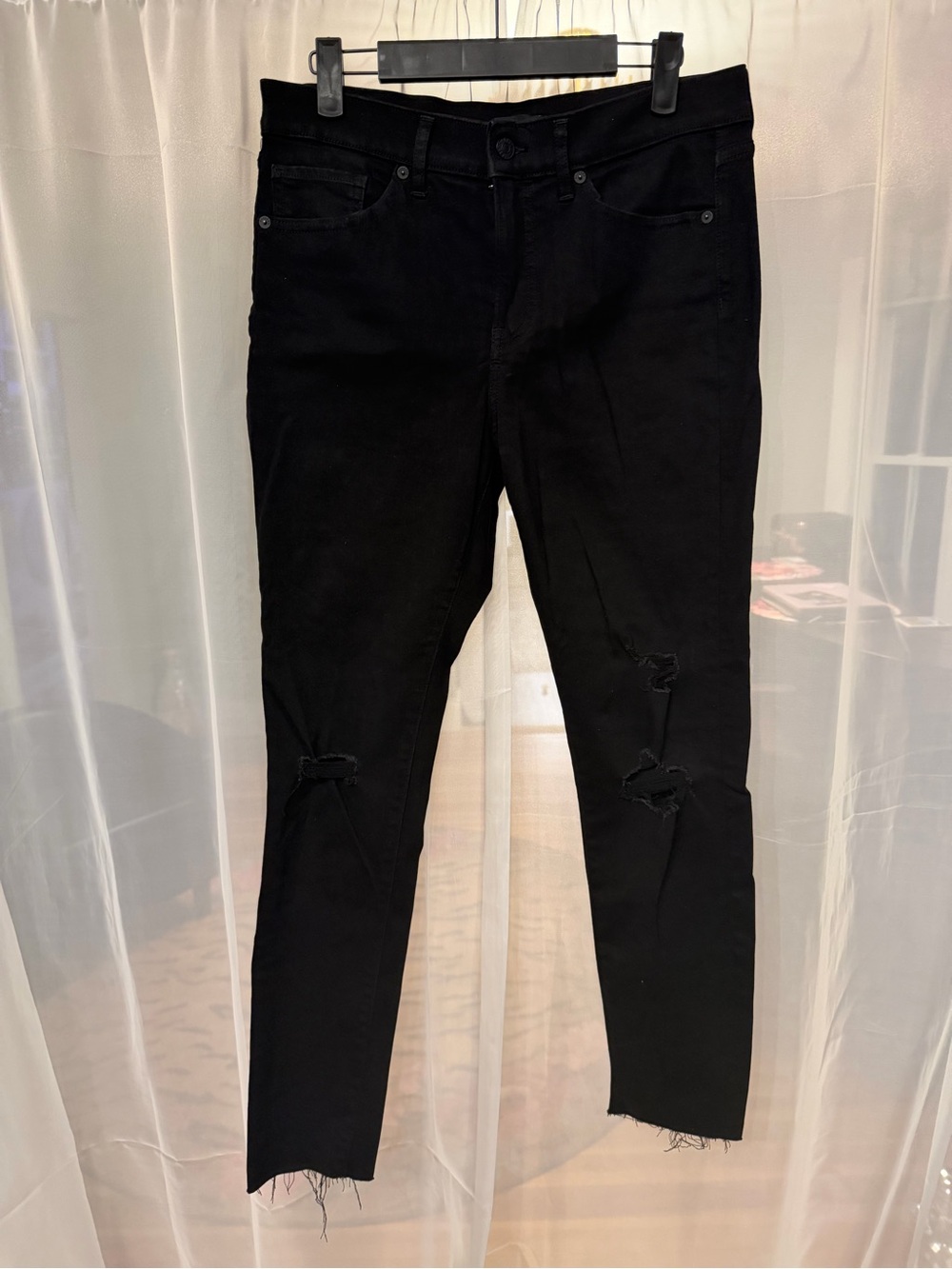Express Black Distressed Ankle Jeans